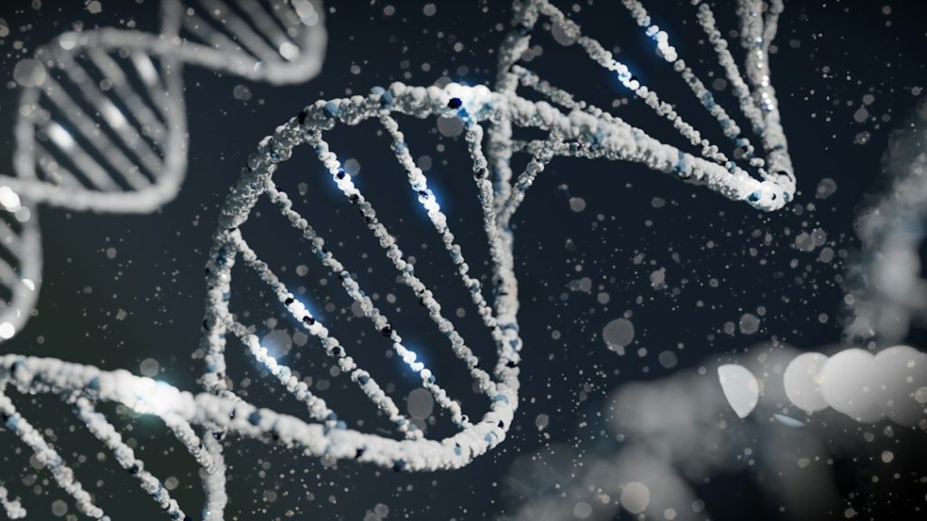 Scientific DNA double helix illustration representing genomics and CRISPR gene editing